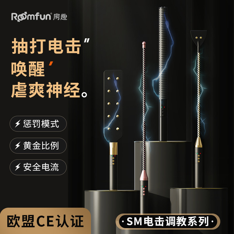 调教工具--美国Roomfun SM——电子脉冲皮鞭 （散鞭拍 调教女王）